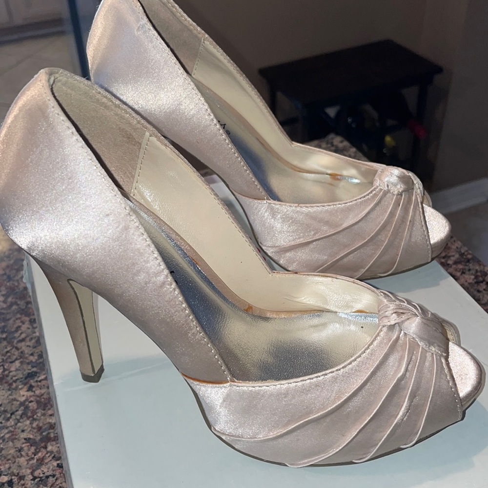 Champagne satin heels